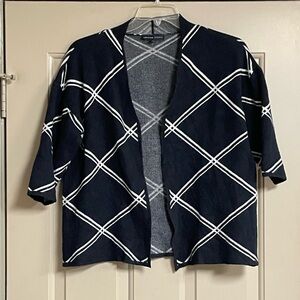 Adrienne Vittadini Monochrome Open Front Knit Sweater Cardigan